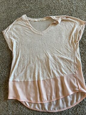 Gibson Blush Pink Mixed-Media Short Sleeve Top